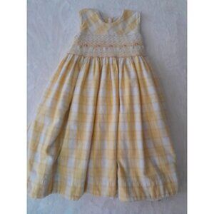Vtg Strasburg Girls Smocked Boho Embroidered Party School Dress Yellow Size 4